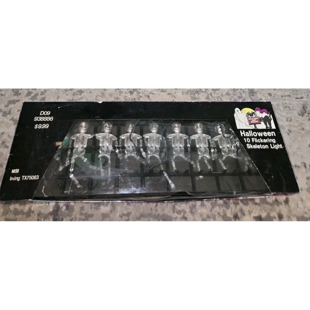 Vintage 1994 Halloween Flickering Skeleton Lights (10) WORKING